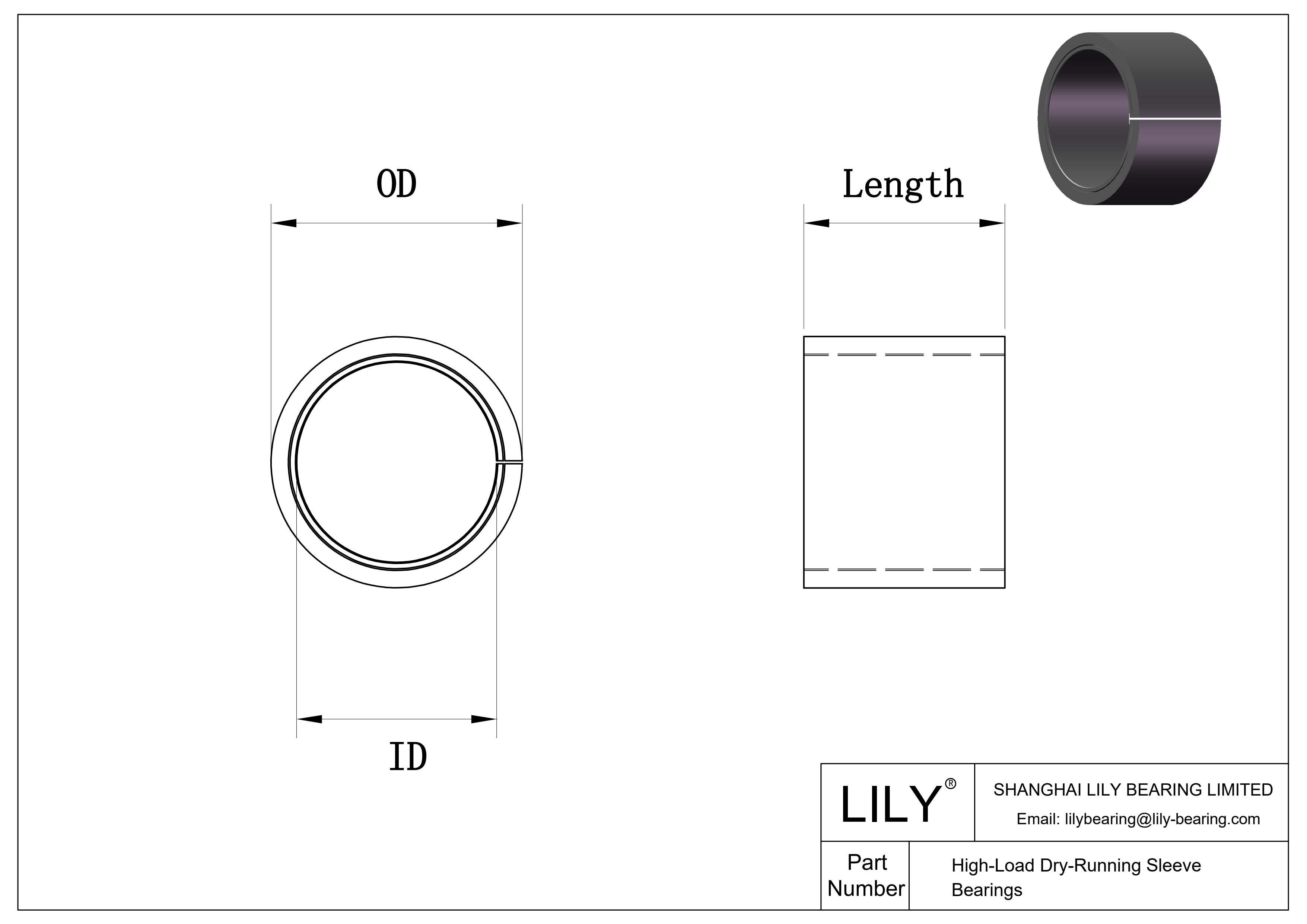 GGHJKDB Rodamientos de manguito de funcionamiento en seco de alta carga cad drawing